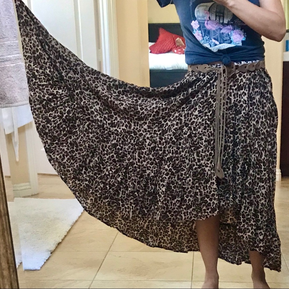 Castaway boho leopard print skirt